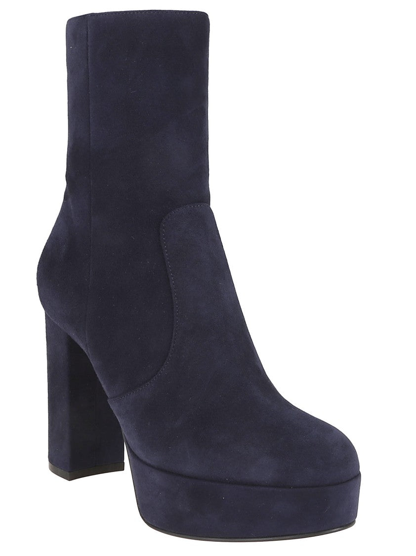 Gianvito Rossi Suede Ankle Boot With Covered Block Heel
