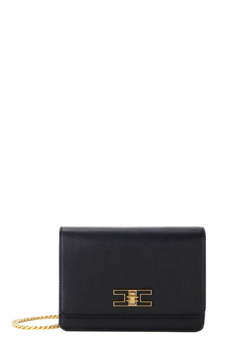 Elisabetta Franchi Structured Black Handbag With Gold-Tone Logo Clasp