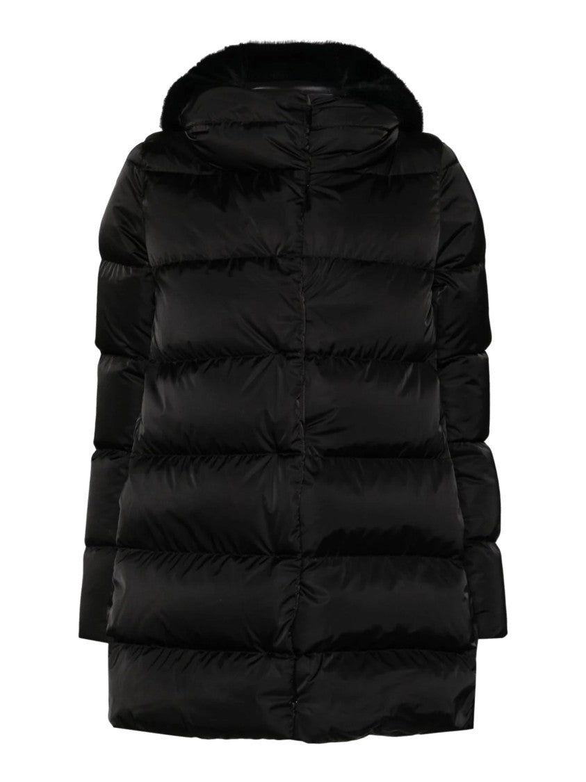 Herno Quilted Padded Jacket With Removable Hood And Faux Fur Trim