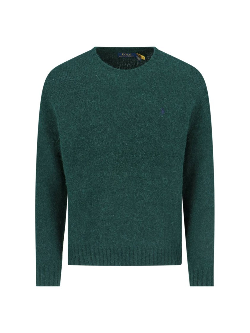 Polo Ralph Lauren Crew Neck Sweater With Ribbed Trims And Embroidered Logo