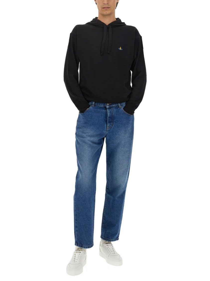 Vivienne Westwood Black Virgin Wool Sweatshirt With Embroidered Logo