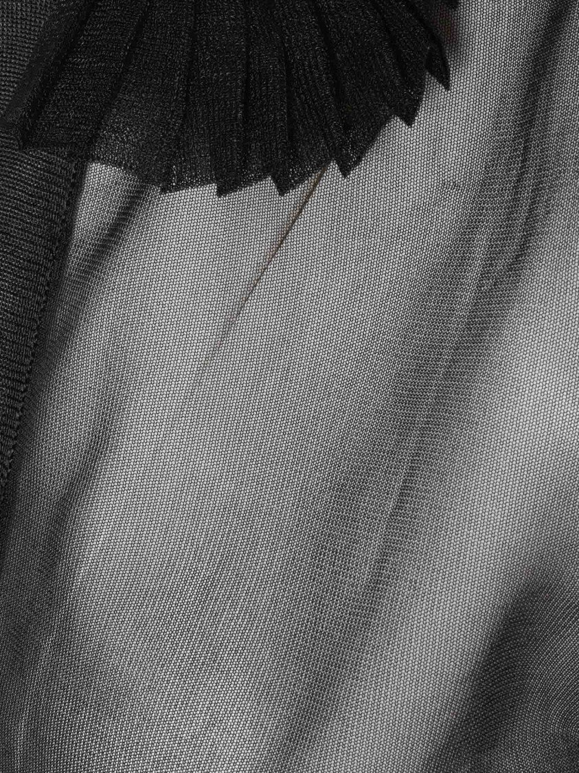 Philosophy Di Lorenzo Serafini Sheer Black Top With Puff Sleeves