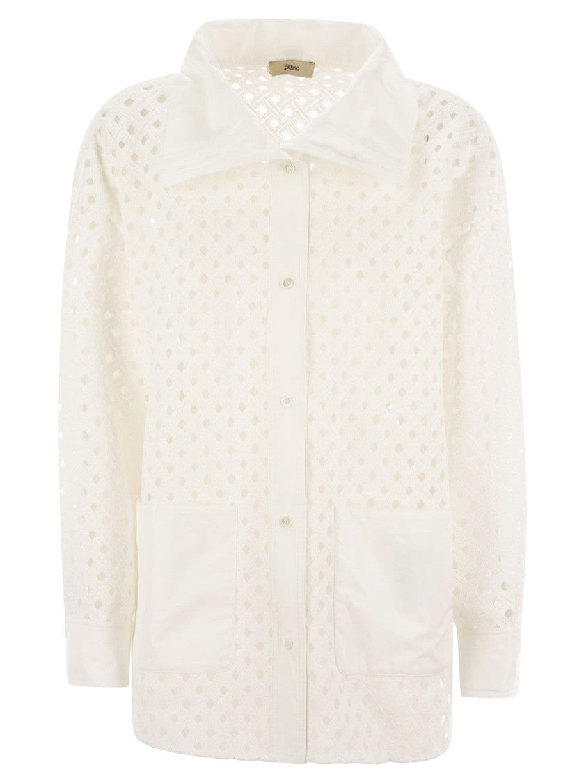 Herno Crochet-Effect Shirt-Cut Jacket