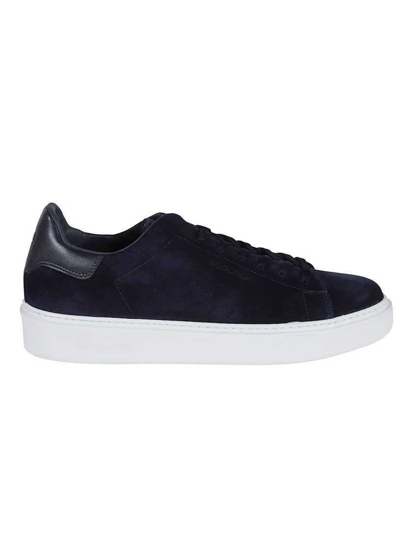 Woolrich Black Leather Low-Top Sneakers With Textured Accents