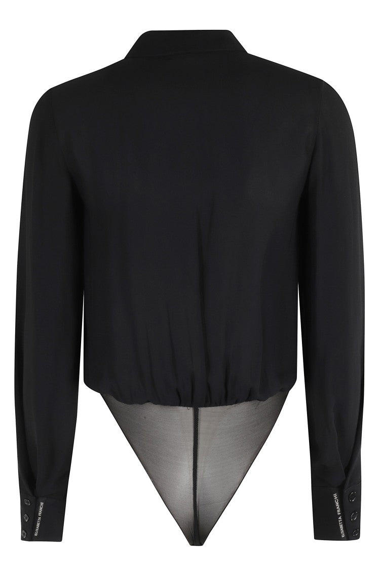 Elisabetta Franchi Fitted Bodysuit Shirt With Draped Front