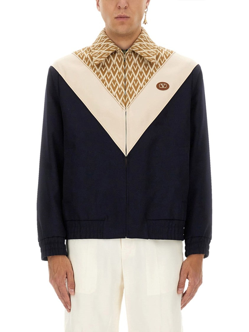 Valentino Print Toute La V Wool Bomber Jacket