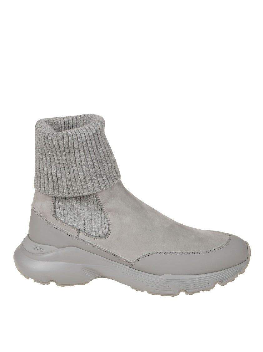 Tod's Ankle-Height Grey Boots With Rounded Toe