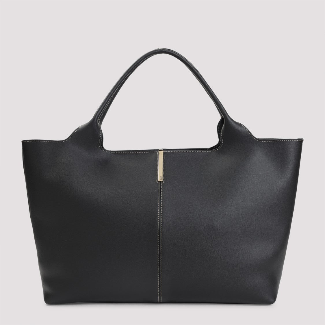 Tod's Black Leather Ebr Medium Shopping Bag