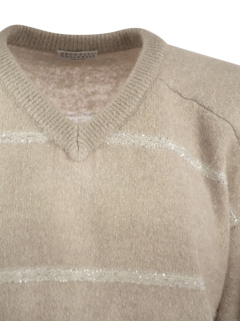 Brunello Cucinelli Alpaca, Cotton And Wool Sweater With Sequins