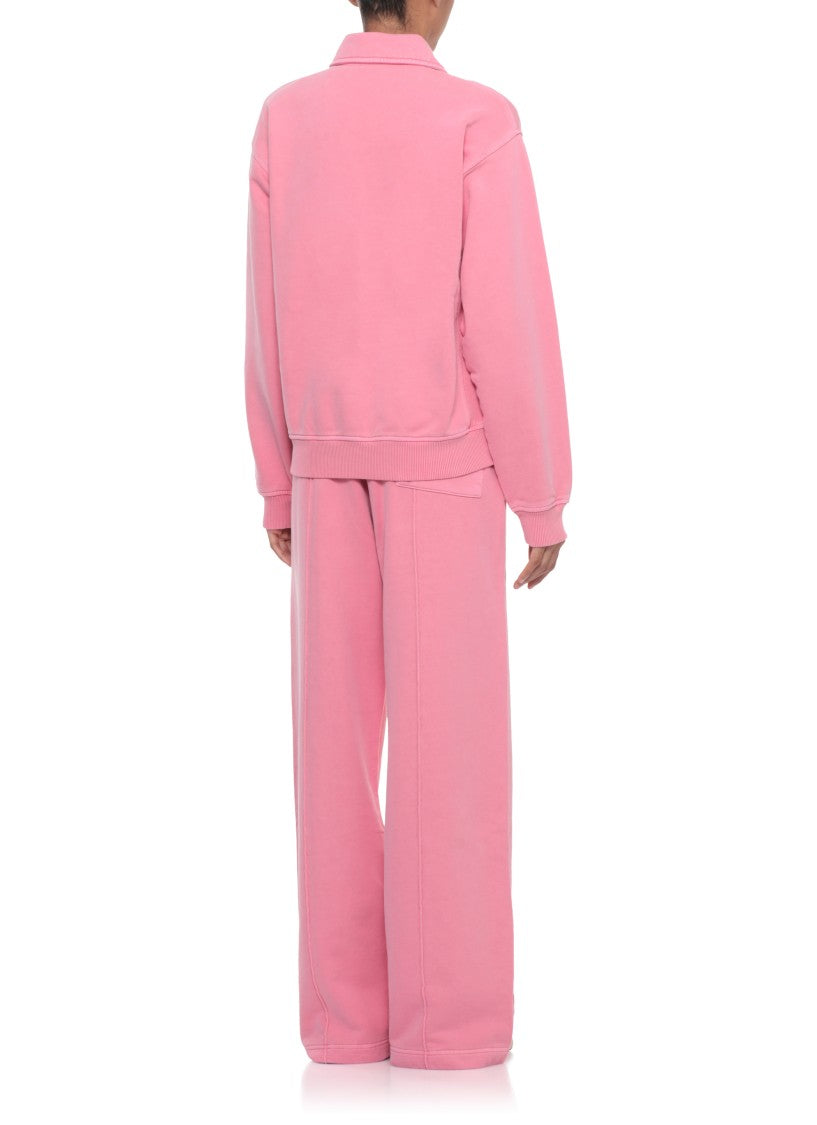 Casablanca Soft Cotton Sweatshirt With Contrasting Patches And Zip Closure