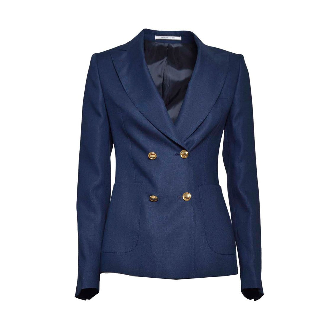 Tagliatore J-Coral Double-Breasted Jacket In Blue Linen
