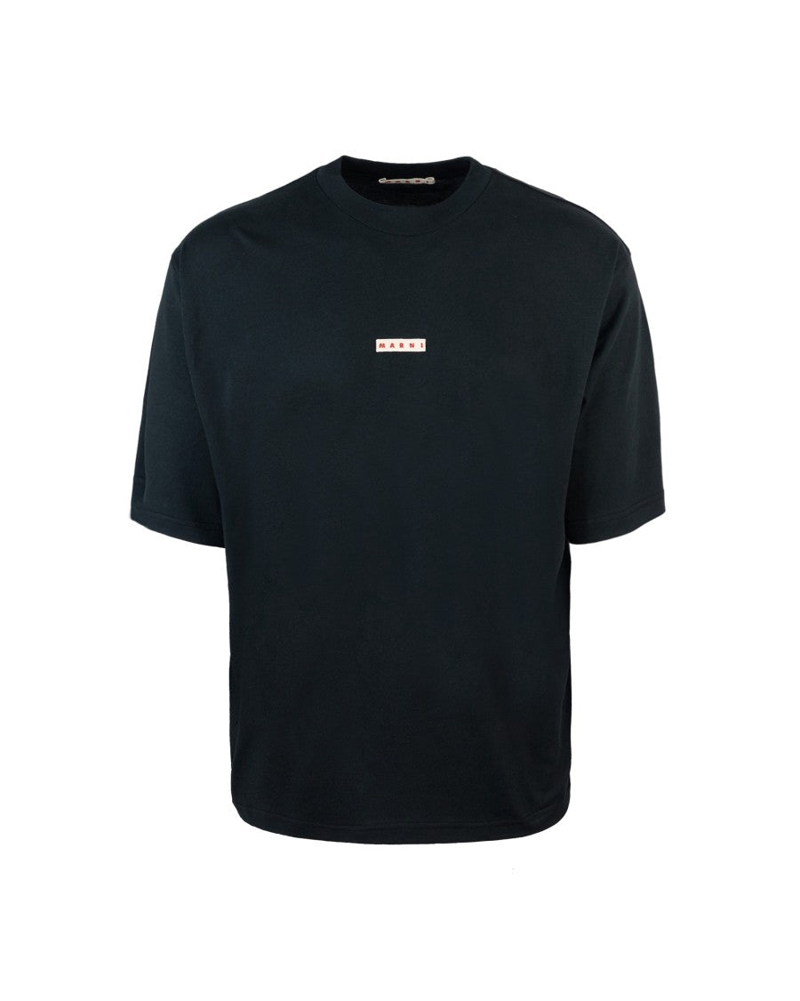 Marni Blue T-Shirt With Logo Embroidery