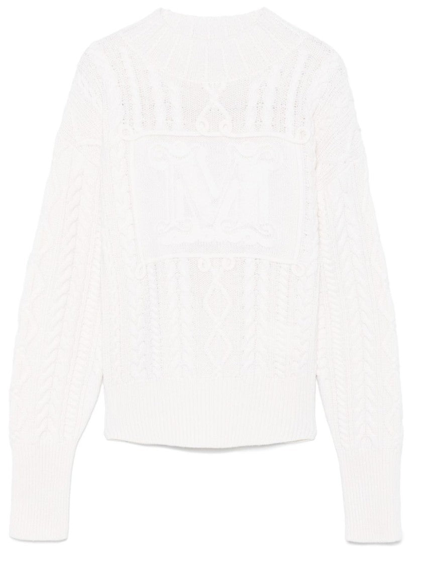 Max Mara Textured Cable Knit Sweater With Prominent Logo Detail