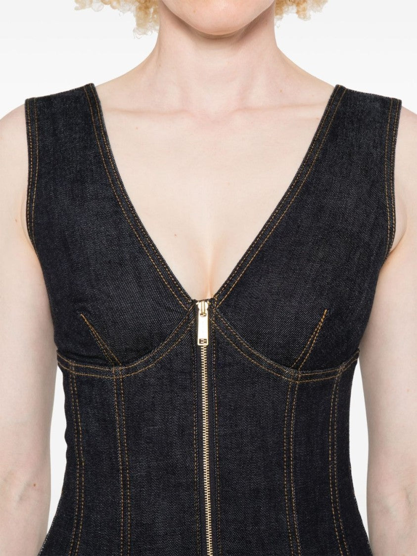 Self-Portrait Navy Blue Flared Dress