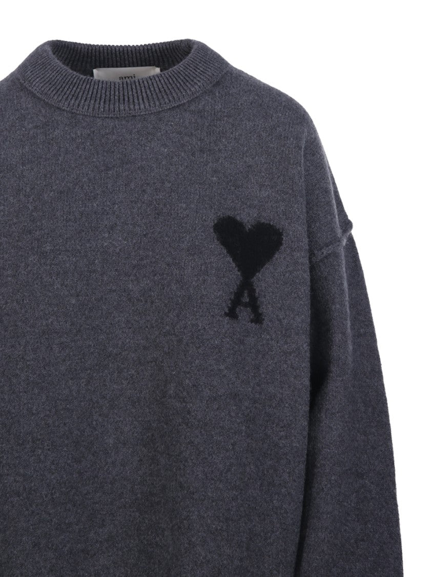 Ami Felted Merino Adc Round Neck Sweater