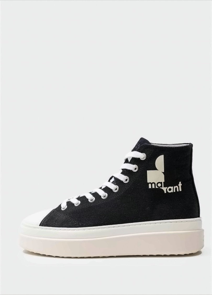 Isabel Marant High-Top Sneakers In Black Cotton Canvas
