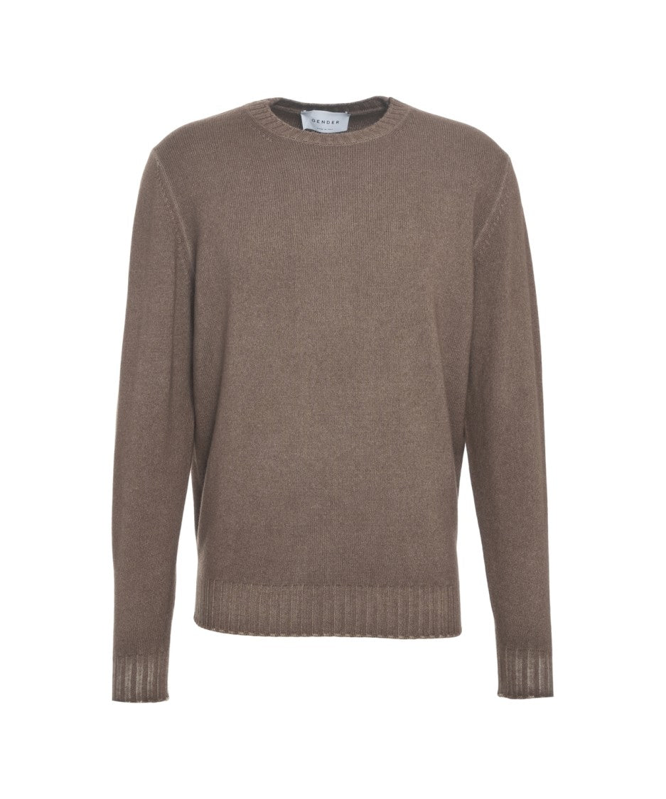 Gender Round Neck Fine Knit Sweater With Ribbed Details
