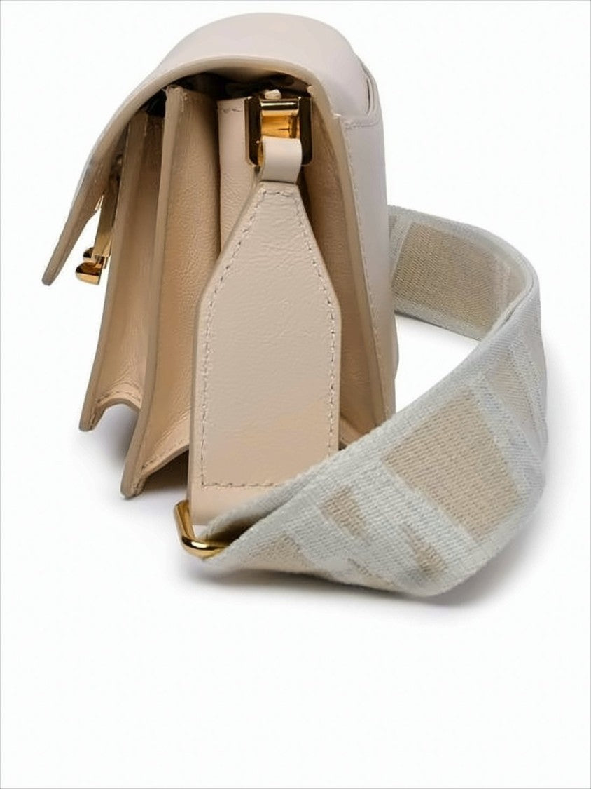 Marni Structured Cowhide Leather Shoulder Bag With Flap Closure
