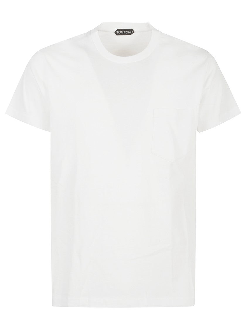 Tom Ford White Cotton T-Shirt With Chest Pocket