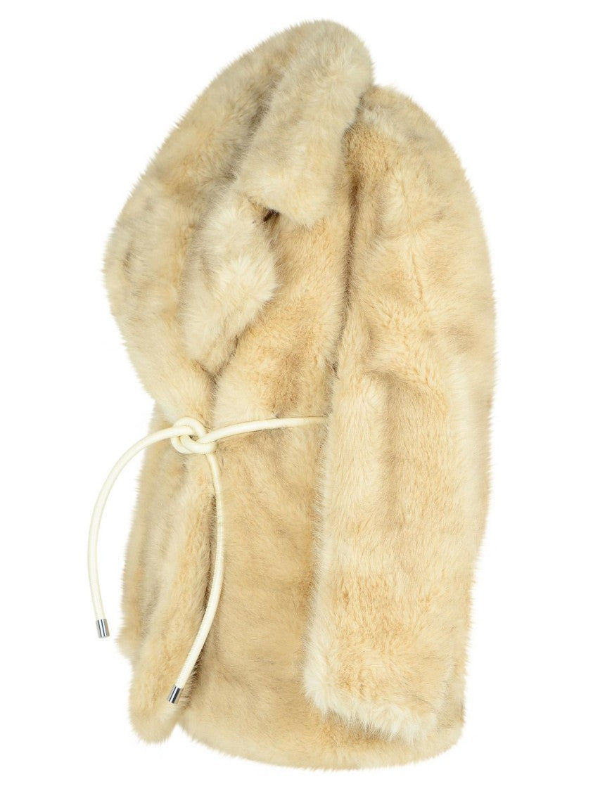 Sportmax 'Rosaria' Beige Faux Fur Belted Jacket