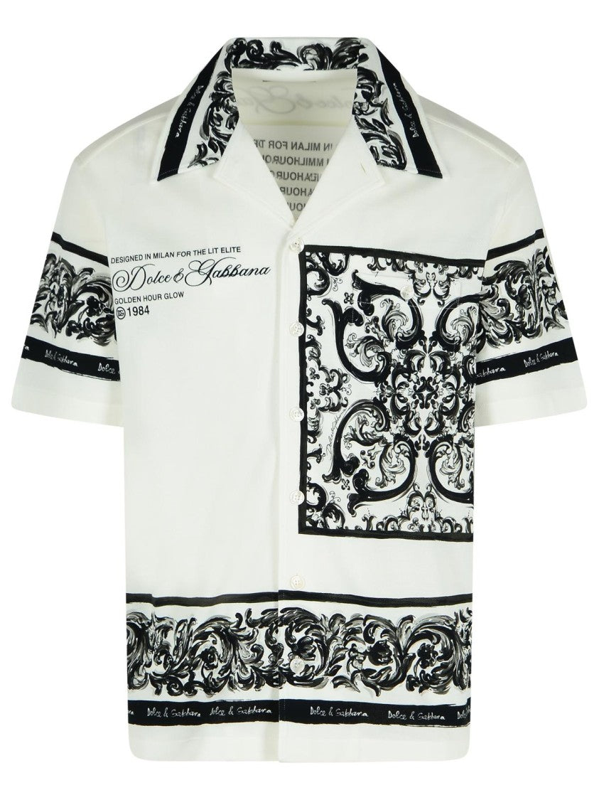 Dolce & Gabbana Intricate Baroque Print White Cotton Shirt