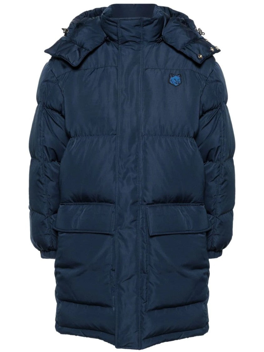 Maison Kitsuné Long Hooded Puffer Jacket With Quilted Texture