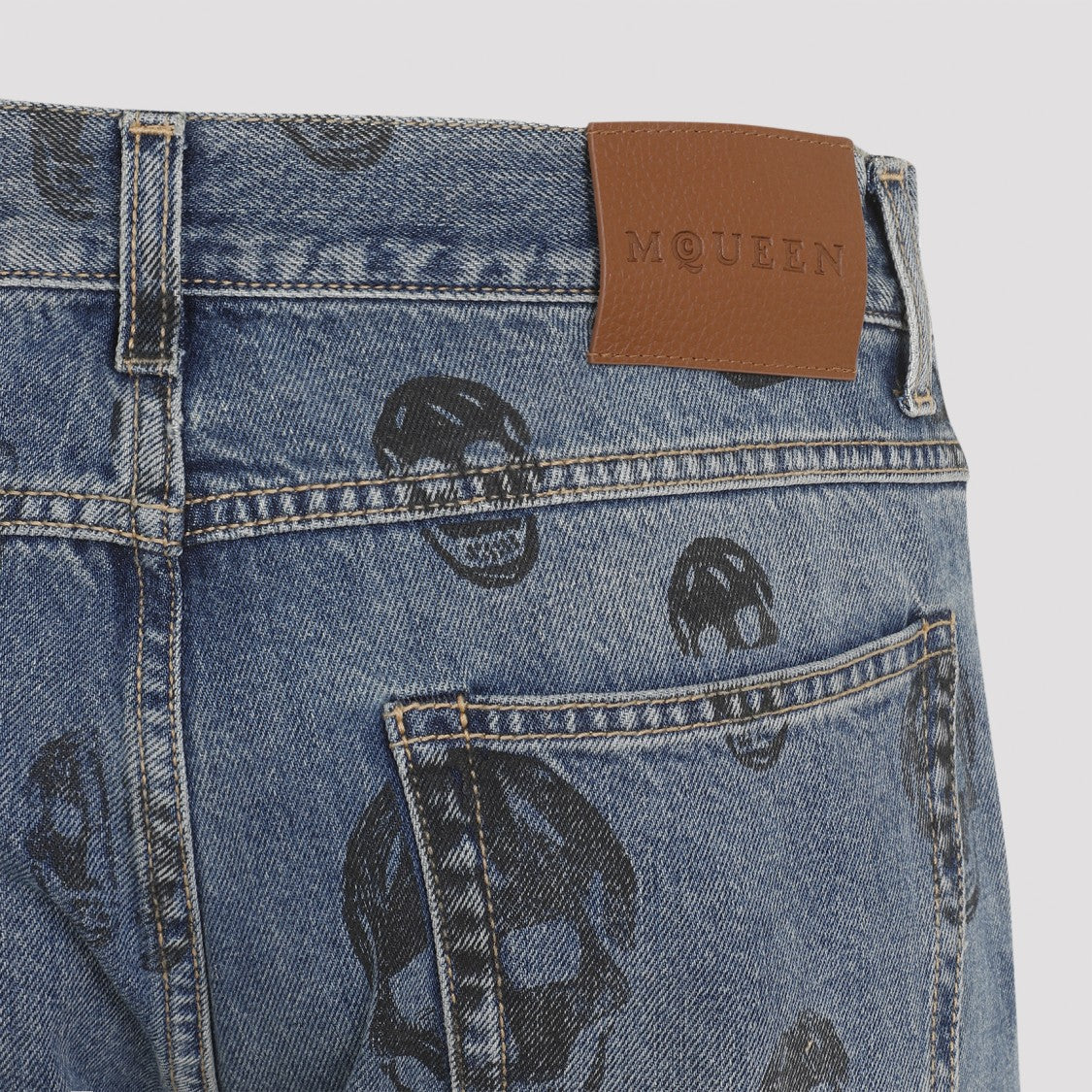 Alexander Mcqueen Skull Print Denim Jeans With Classic Fit