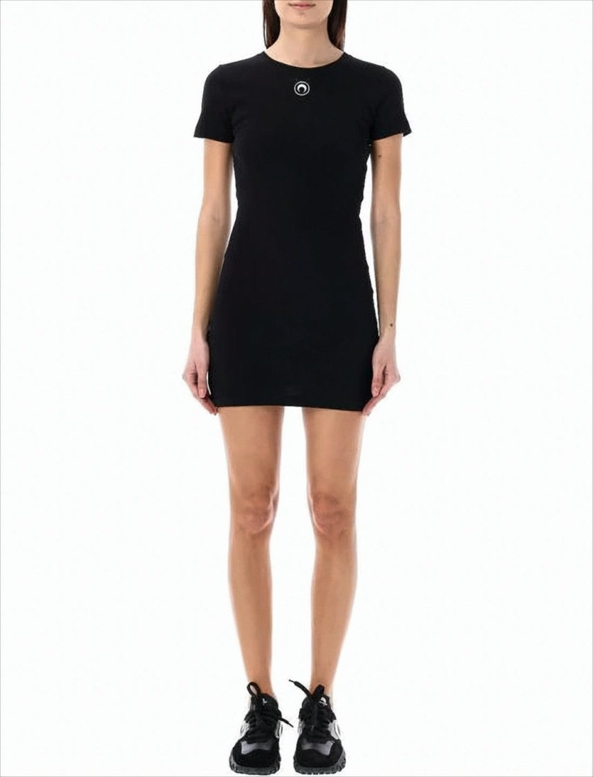Marine Serre Fitted Mini Dress With Round Neckline