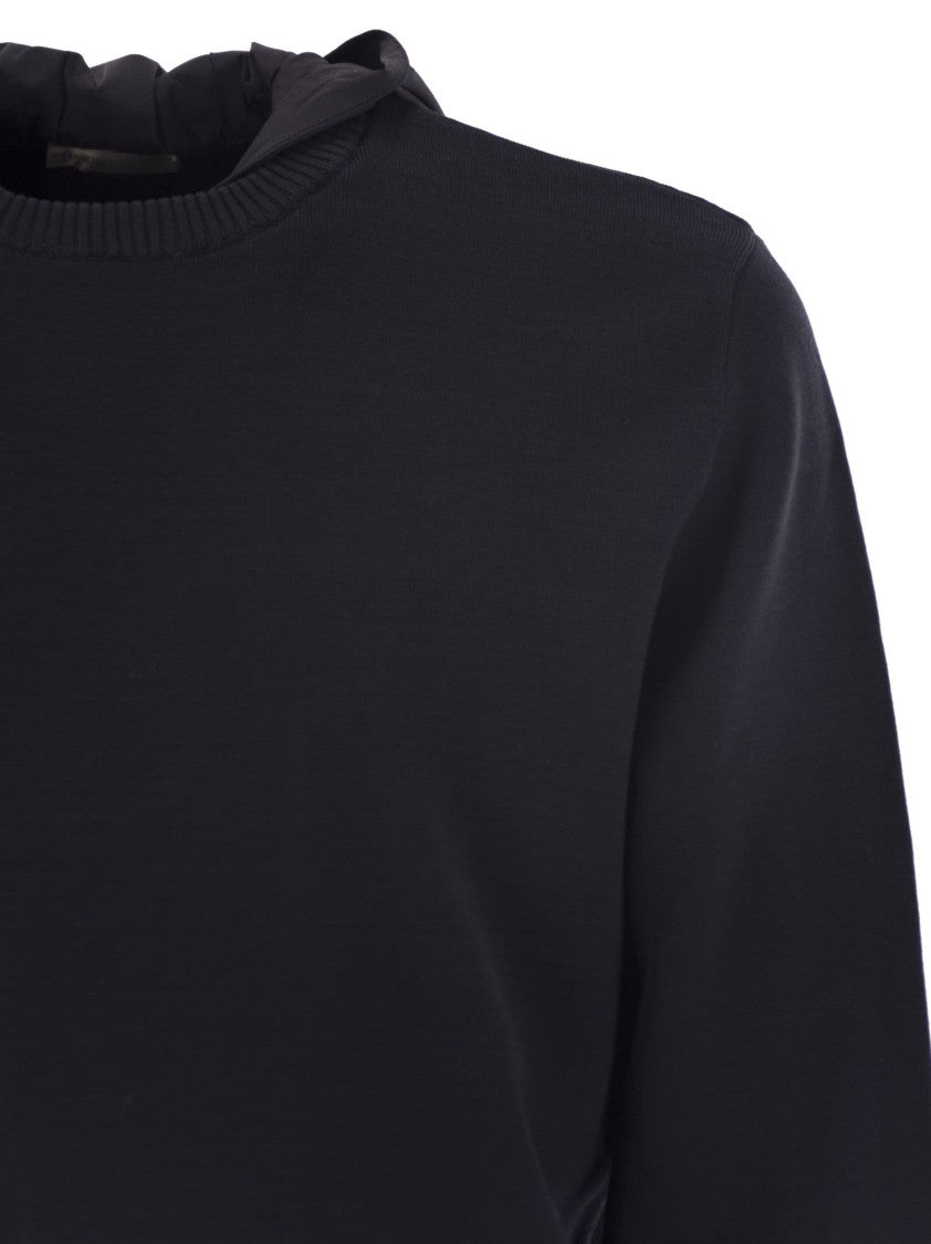 Herno Resort Double Cotton Knit And Nylon Hoodie