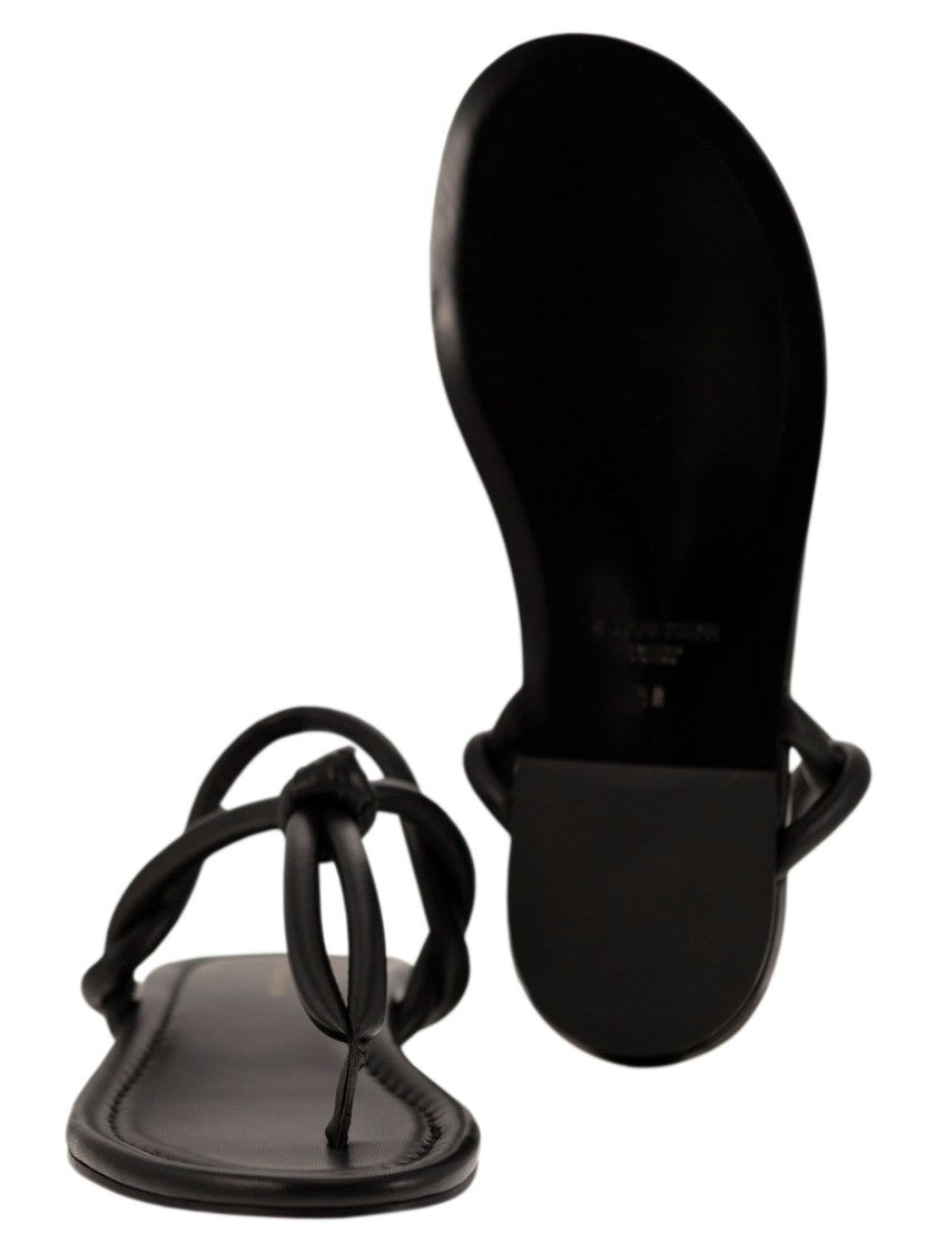 Fabiana Filippi Closed-Back Leather Flip-Flops With Knotted Straps