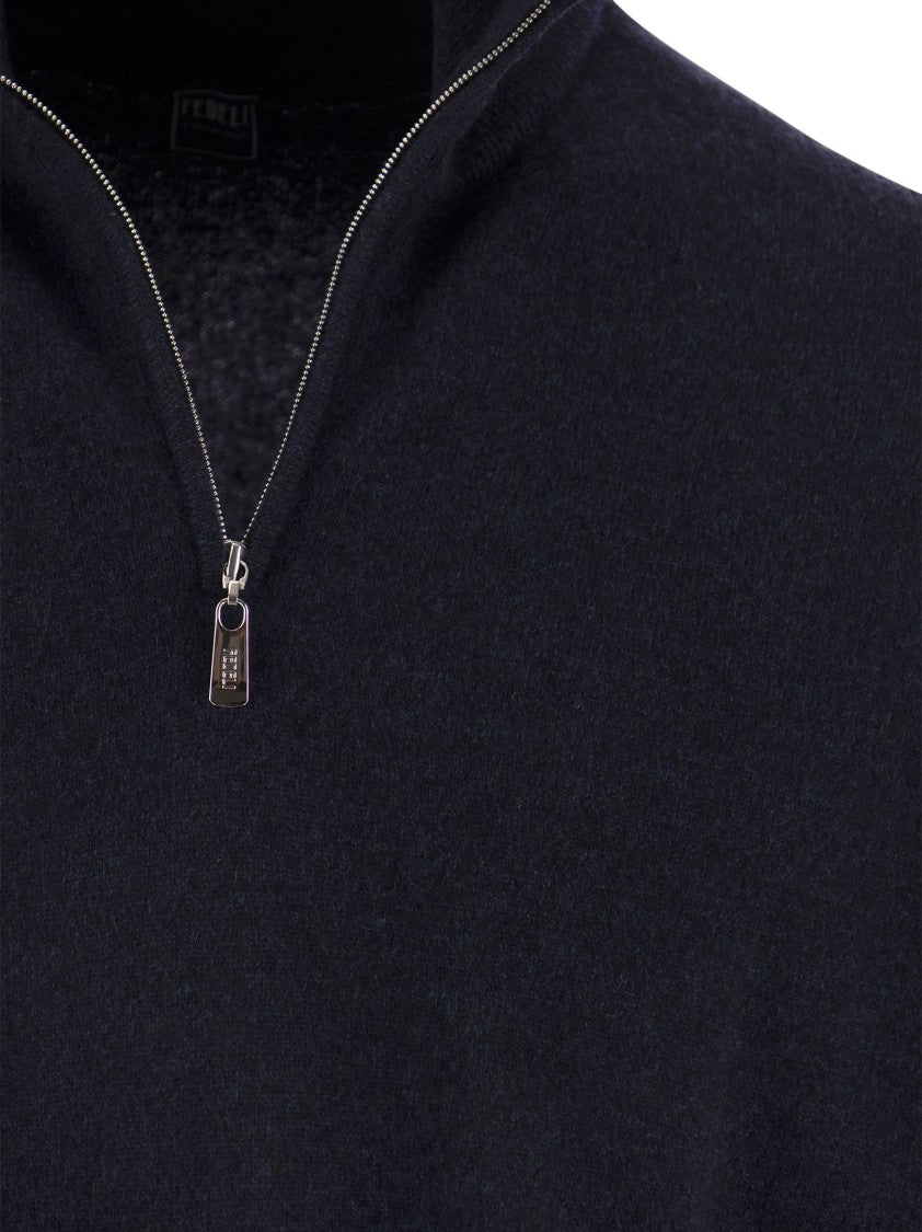 Fedeli Favonio - Zip Turtleneck Sweater In Cashmere