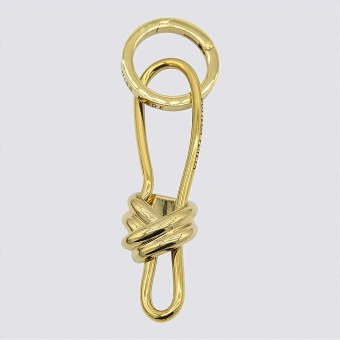 Bottega Veneta Polished Metal Keyring With Loop Design