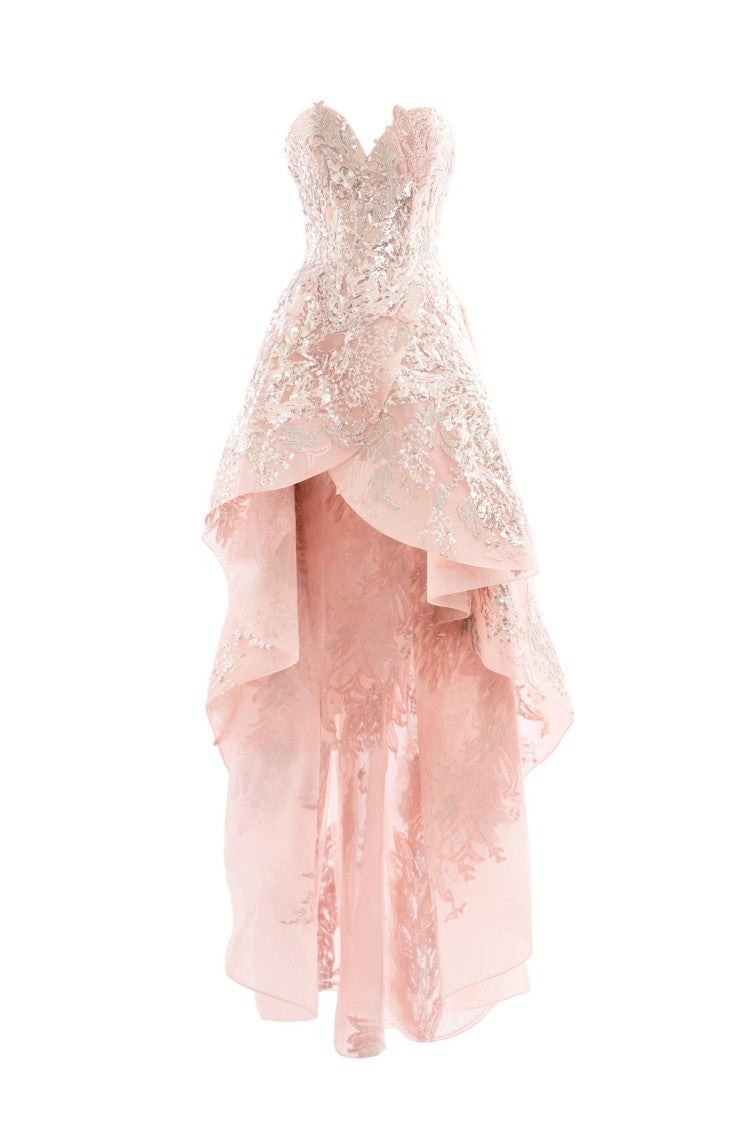 Saiid Kobeisy Embroidered High-Low Dress