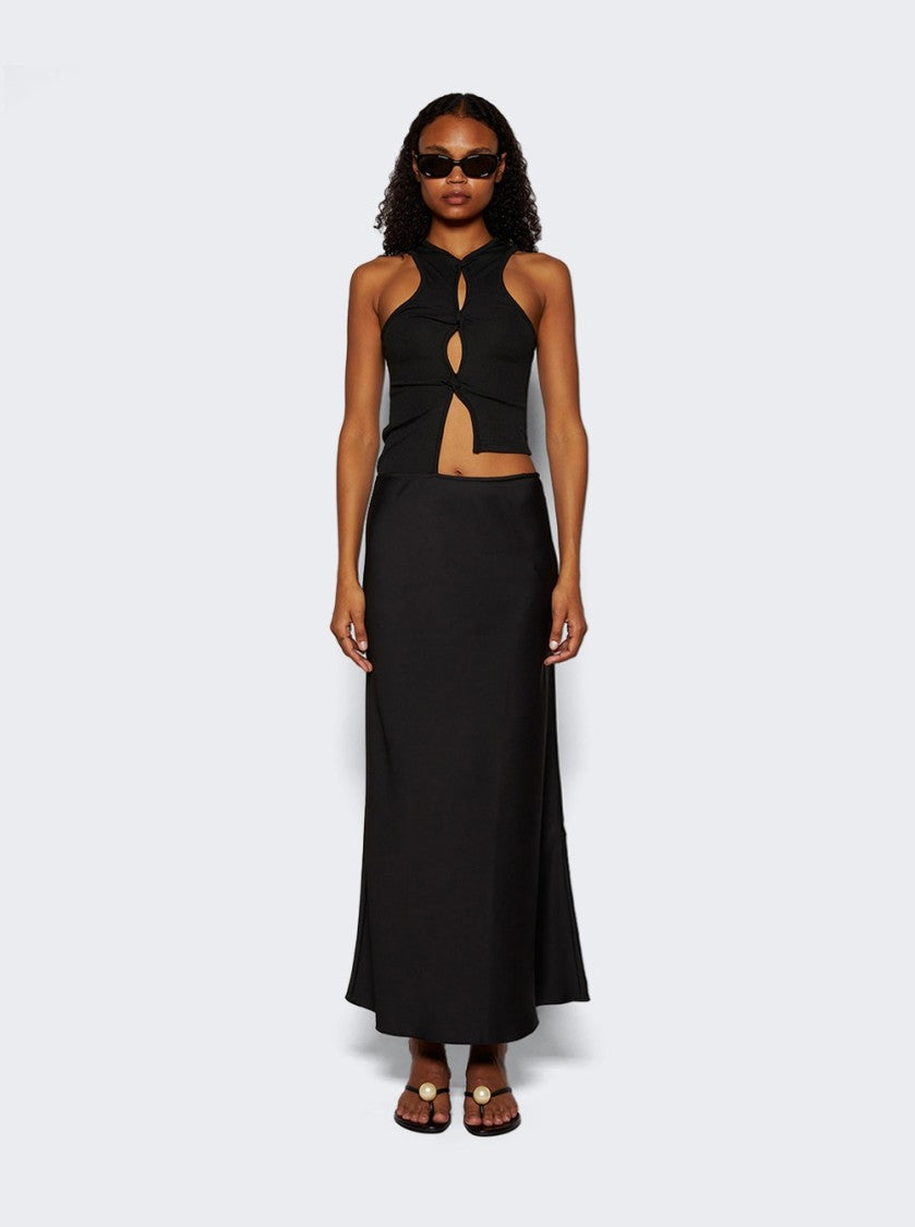 Christopher Esber Open Twist Satin Tank Dress Black