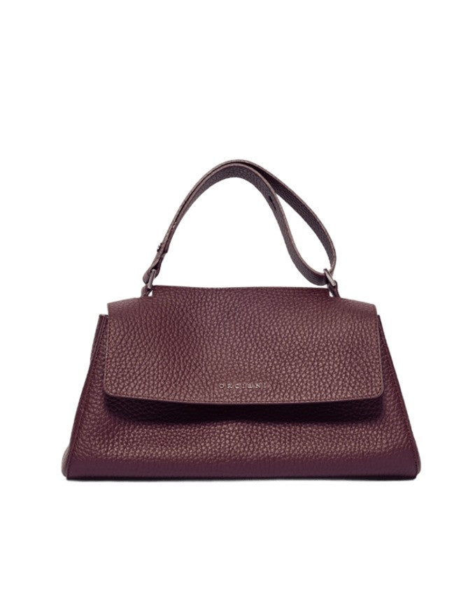 Orciani Chianti Pebbled Leather Handbag With Versatile Carrying Options