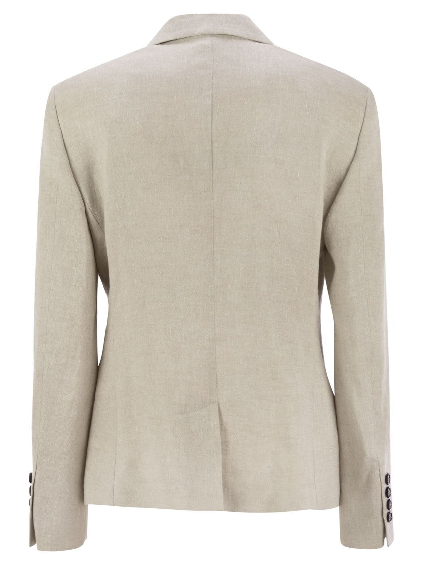 Brunello Cucinelli Sparkling Linen Canvas Jacket With Jewellery
