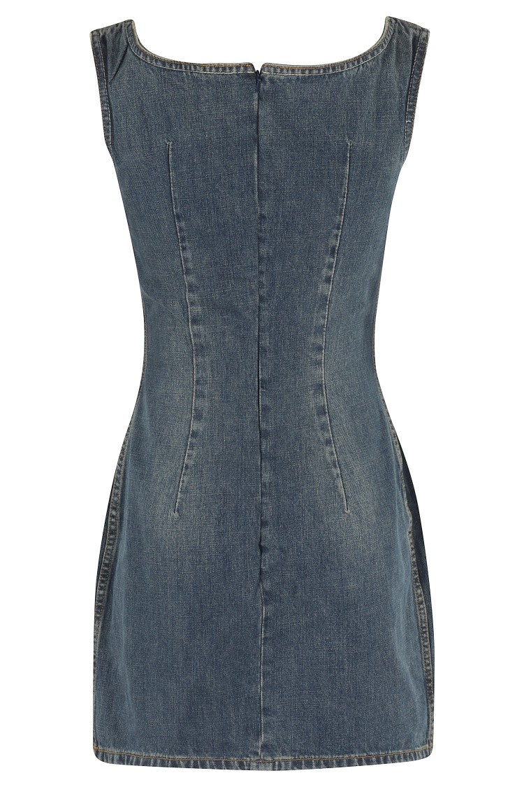Magda Butrym Vintage Blue Spaghetti Strap Mini Dress