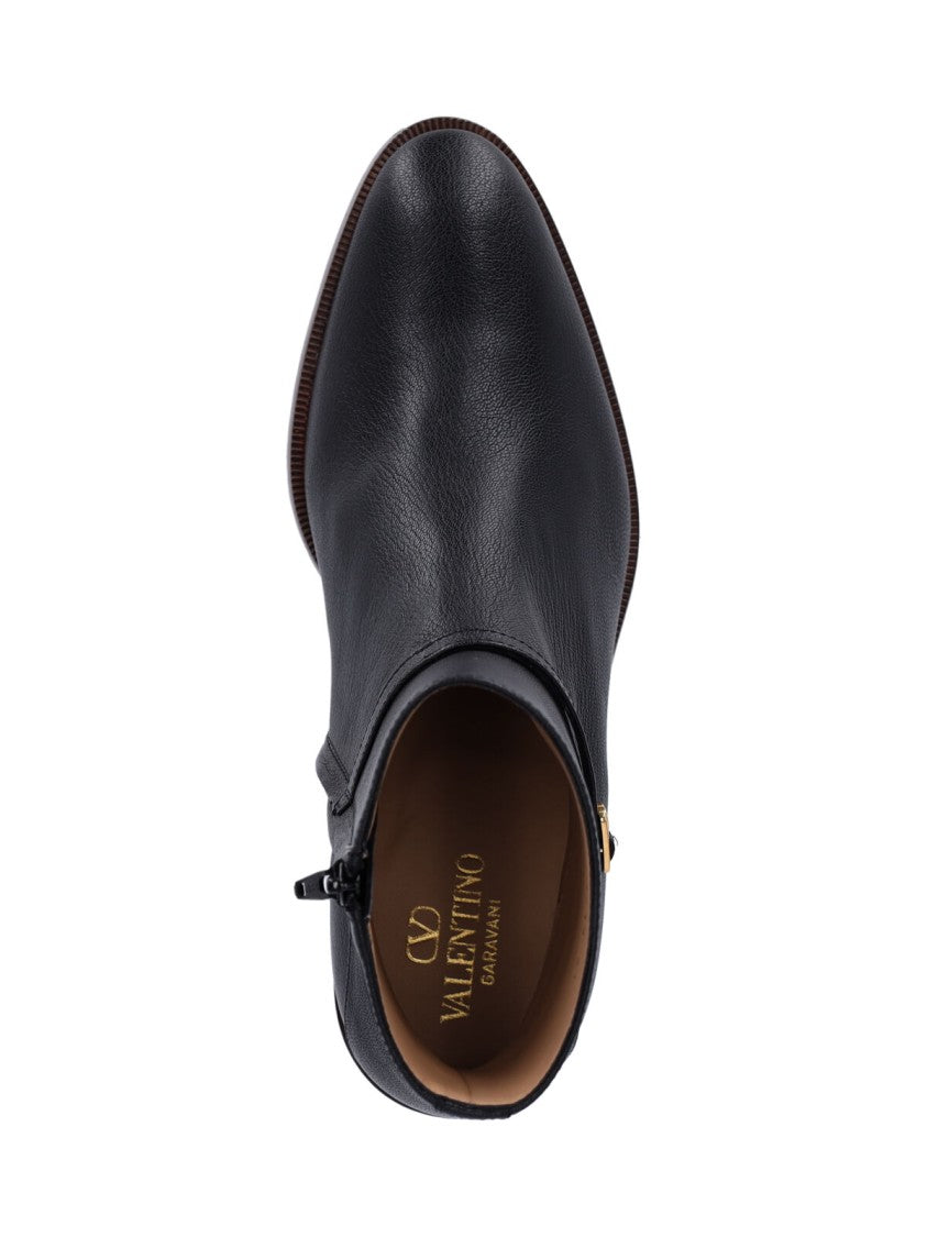 Valentino Garavani Pat' Leather Ankle Boots – Black