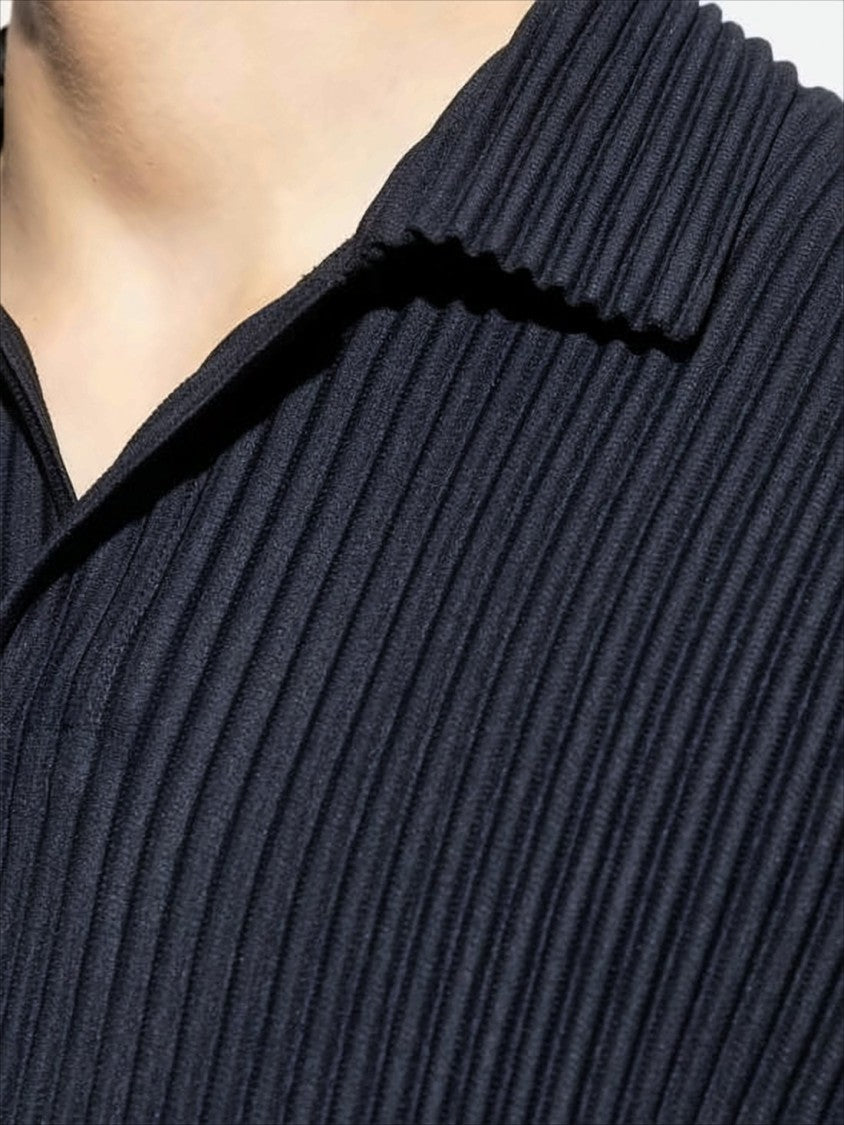 Homme Plissé Issey Miyake Textured Pleated Polo Shirt With Classic Collar