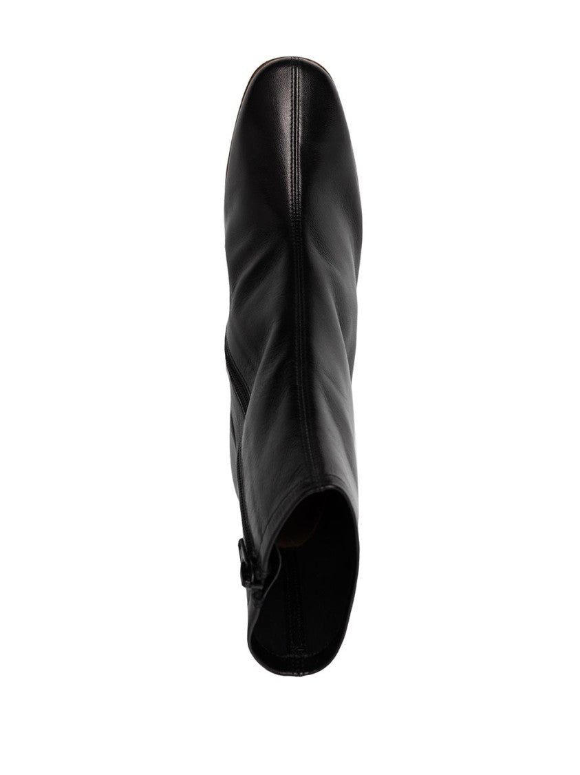 By Far Sofia Black Leather Booties