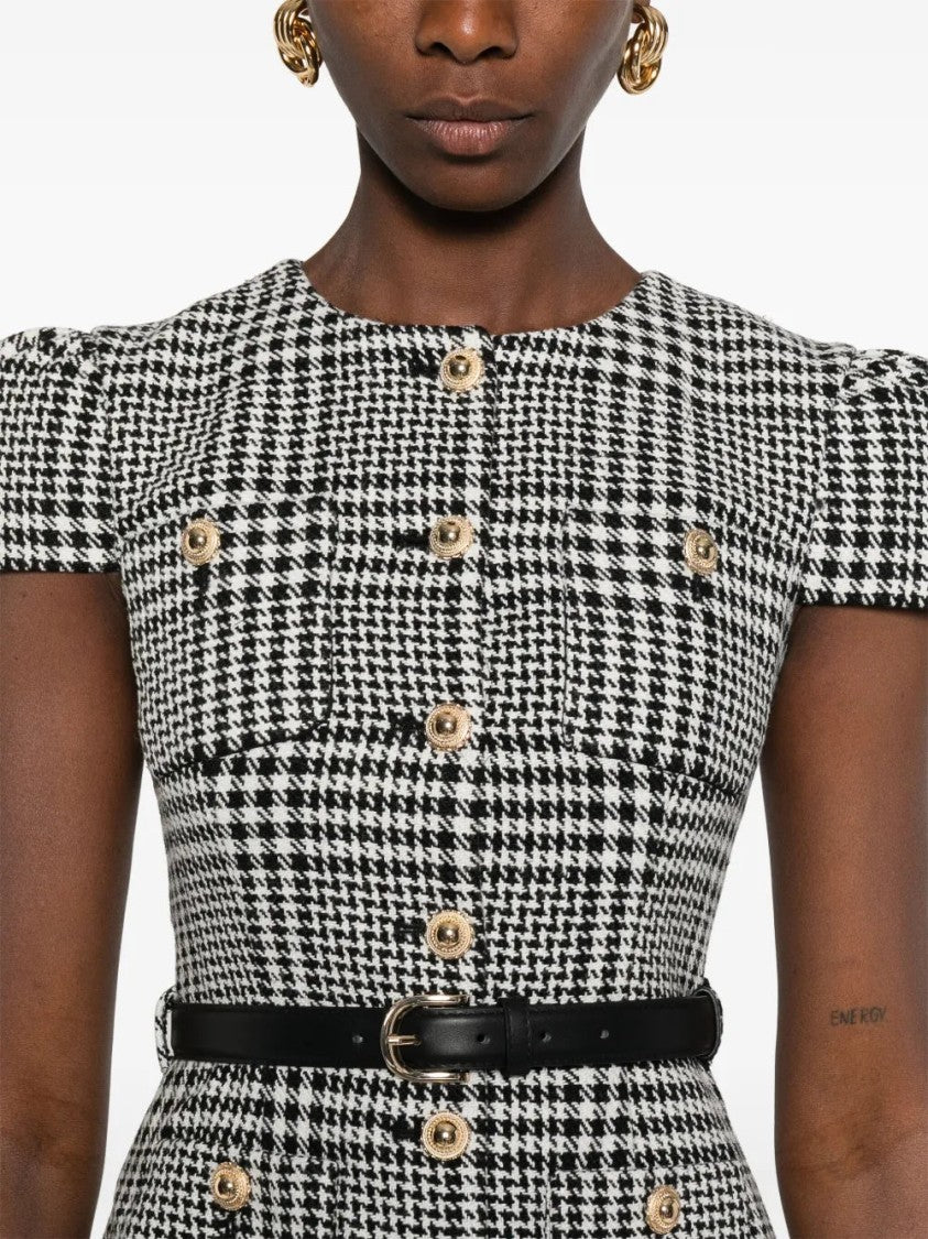 Self-Portrait Houndstooth Midi Dress