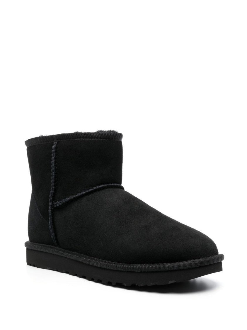 Ugg Slip-On Black Suede Boots With Rounded Toe