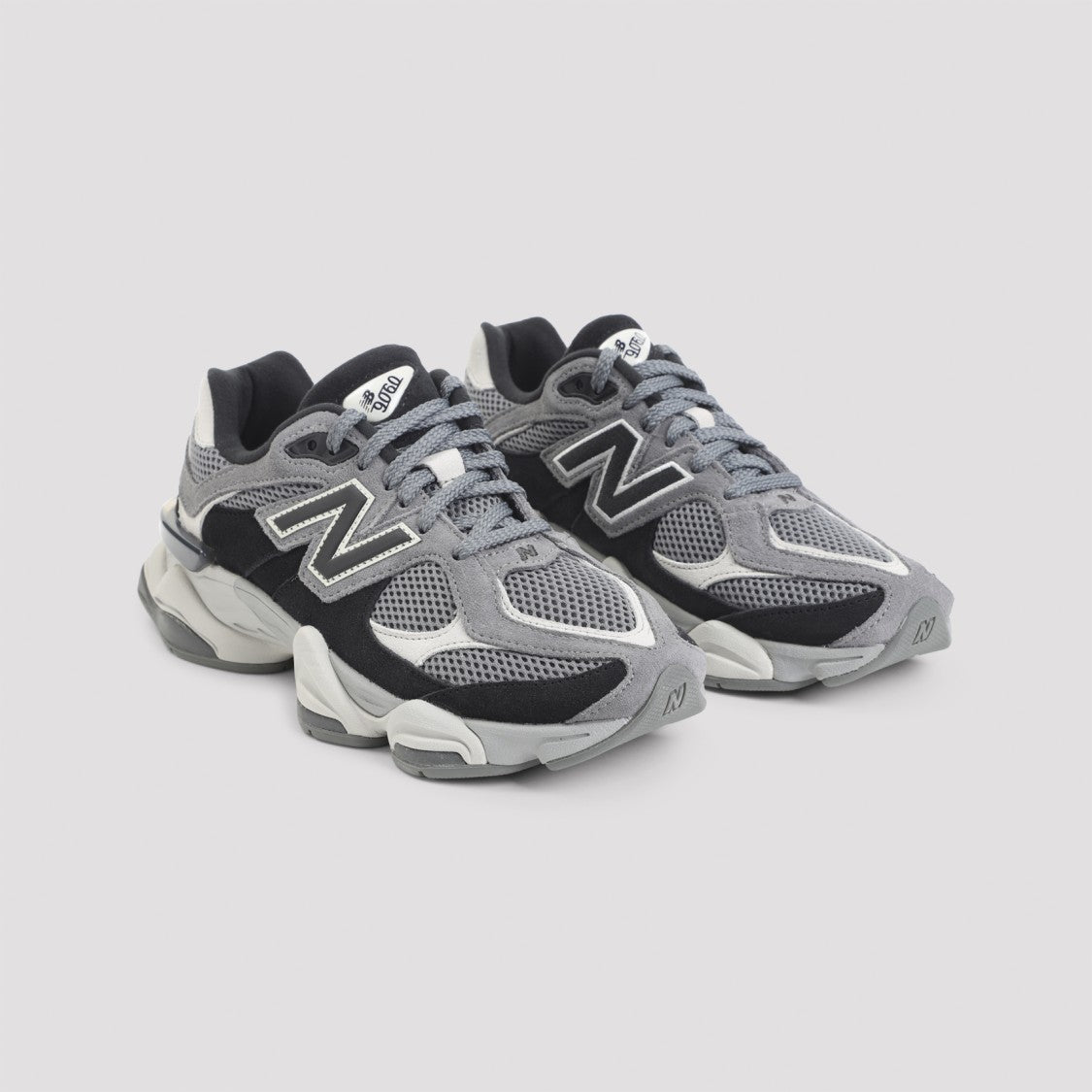 New Balance 9060 Grey And Black Leather Sneakers