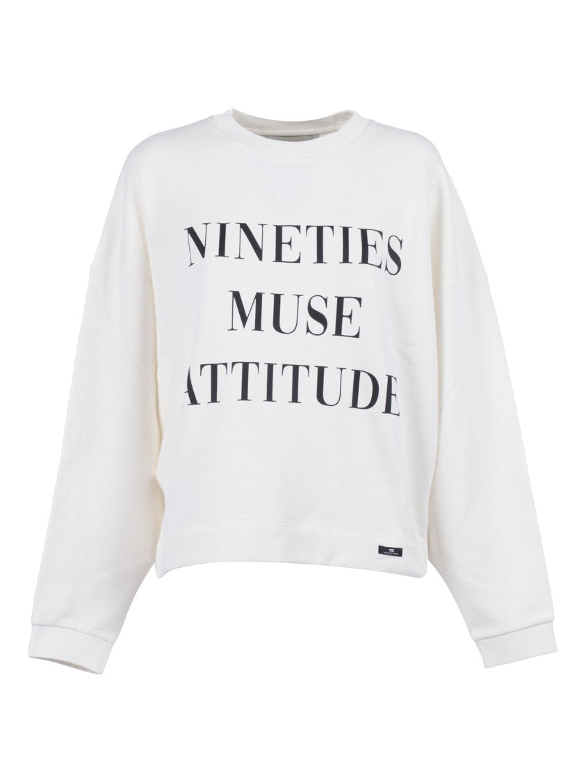 Elisabetta Franchi Oversized Sweatshirt With Bold Text Graphics