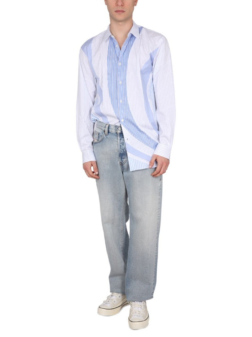Comme Des Garçons Button-Down Shirt With Classic Collar And Striped Design