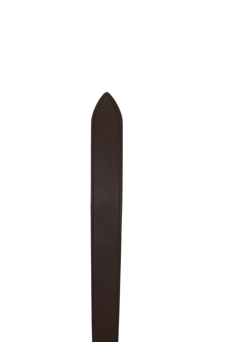 Orciani Brown Leather Belt With Rectangular Metal Buckle