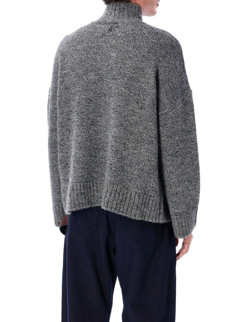 J. W. Anderson High Neck Knit Leather Patch Sweater