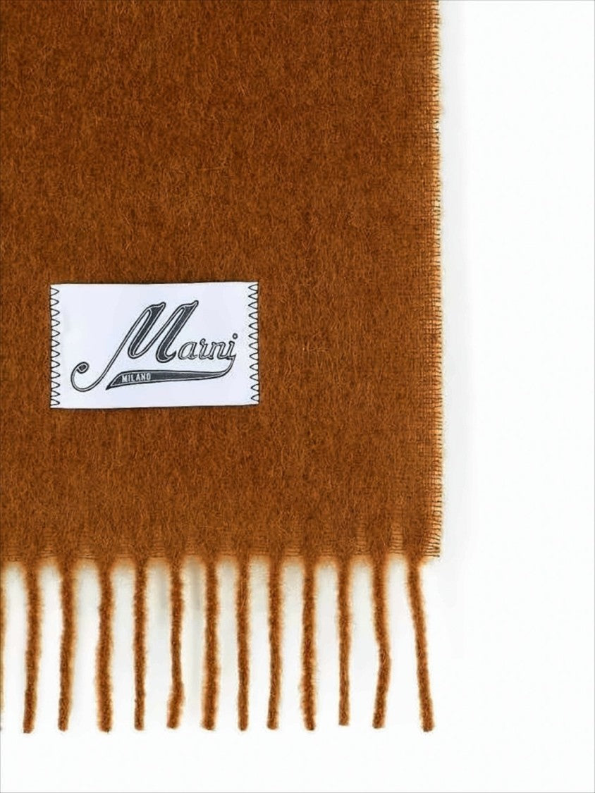 Marni Alpaca And Polyamide Blend Scarf With Fringed Ends