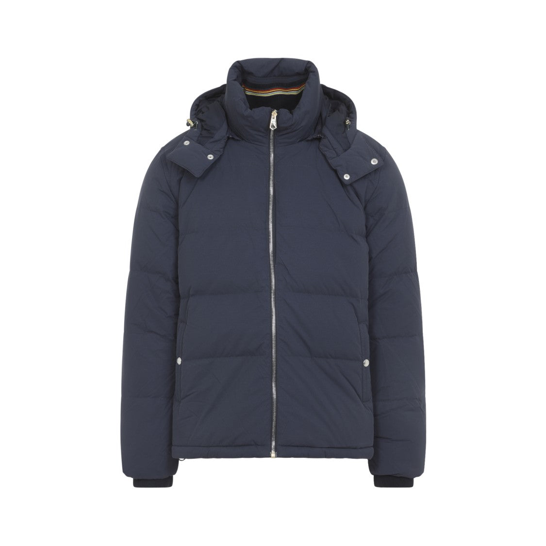 Paul Smith Padded Brown Polyamide Jacket With Detachable Hood And Ribbed Cuffs