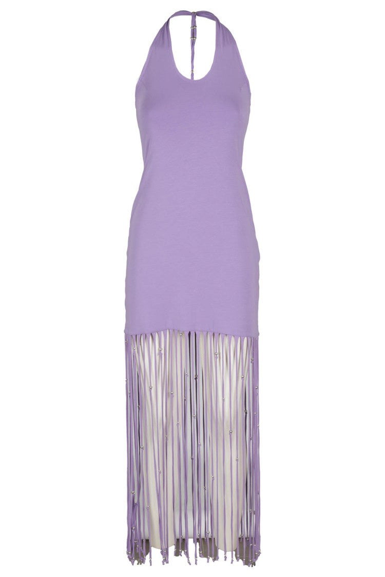 Rotate Purple Organic Cotton Blend Elea Patterned Dress